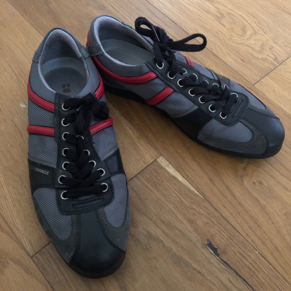 Hugo Boss Orange grey and red dressy sneakers